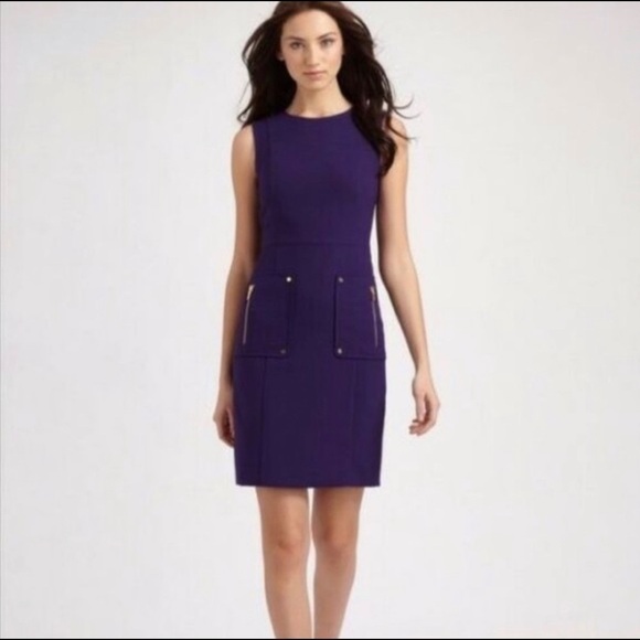 Tory Burch Petra Double-Crepe Dress Purple 0 Sheath - Picture 1 of 8